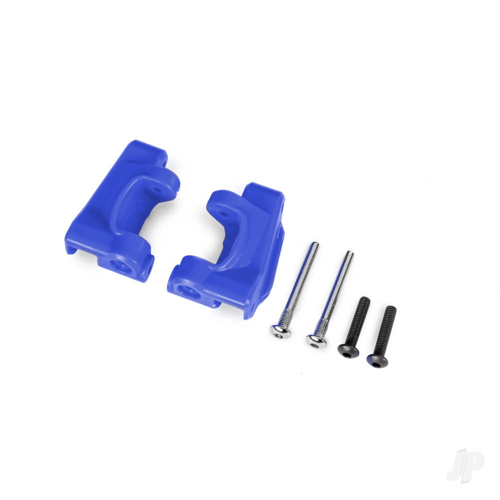 Traxxas Caster blocks (c-hubs), extreme heavy duty, Blue (left & right) / 3x26mm hinge pins (2 pcs) / 3x15mm BCS (2 pcs) (for use with #9182 upgrade kit)