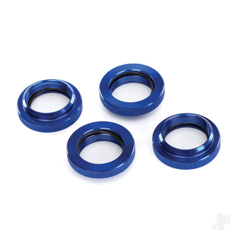 traxxas-spring-retainer-adjuster-blue-anodised-aluminium-gtx-shocks-4-pcs-assembled-with-o-ring