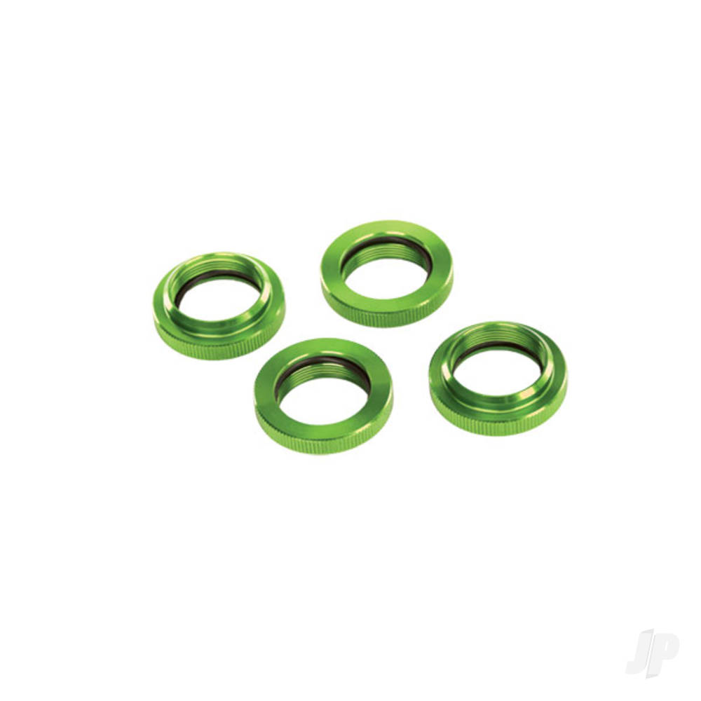 traxxas-spring-retainer-adjuster-green-anodised-aluminium-gtx-shocks-4-pcs-assembled-with-o-ring