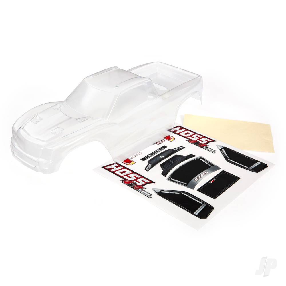 traxxas-body-hoss-4x4-clear-requires-painting-window-grille-lights-decal-sheet