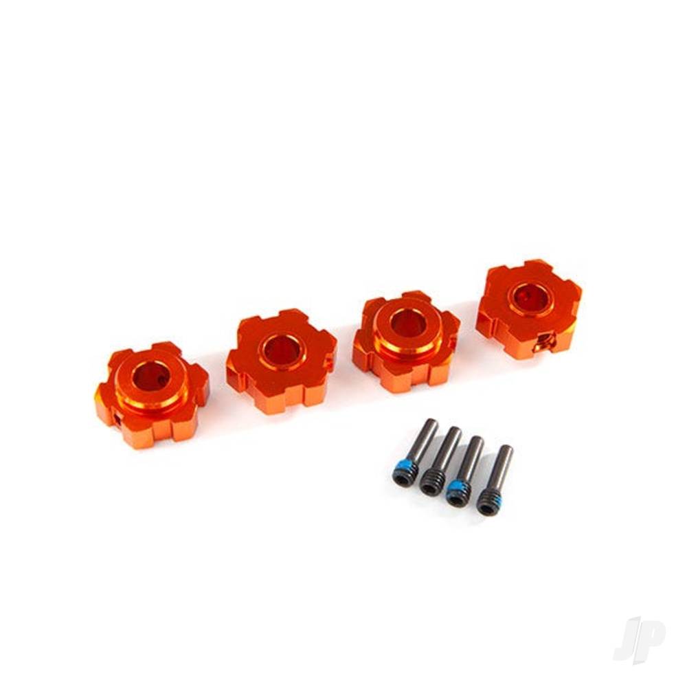Traxxas Wheel Hubs, hex, aluminium (Orange-anodised) (4 pcs) / 4x13mm screw pins (4 pcs)