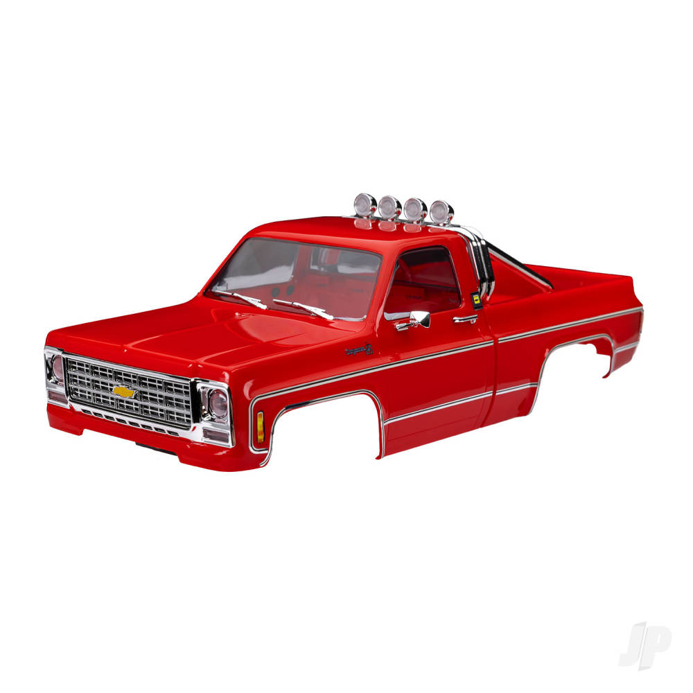 traxxas-body-chevrolet-k10-truck-1979-complete-red-includes-grille-side-mirrors-door-handles-roll-bar-windshield-wipers-clipless-mounting-requires-9835-front-rear-bumpers