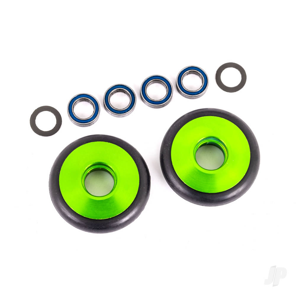 traxxas-wheels-wheelie-bar-6061-t6-aluminium-green-anodised-2-5x8x25mm-ball-bearings-4-o-rings-2-5x8x03mm-tw-2