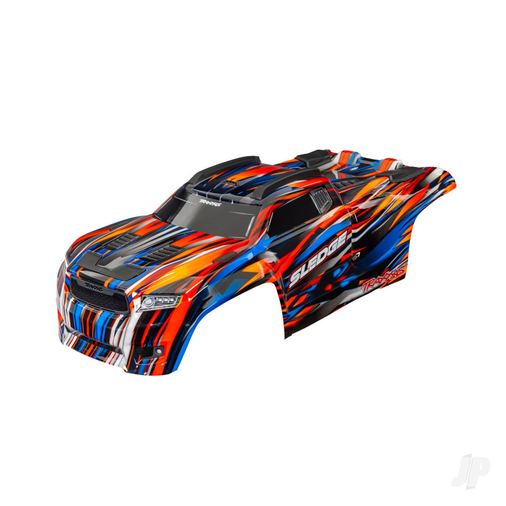 Traxxas Body, Sledge, Orange (painted, decals applied) (assembled with front & rear body mounts and rear body support for clipless mounting)
