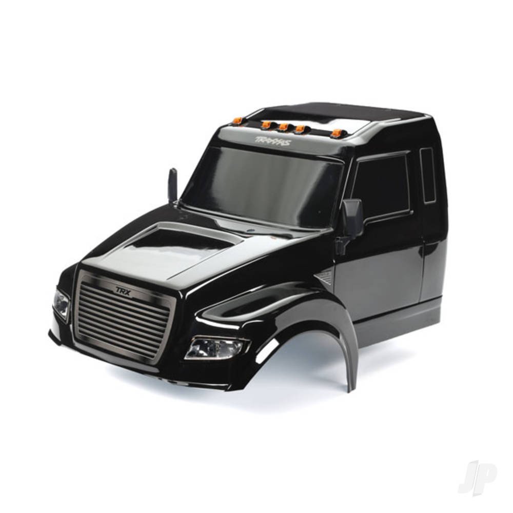 Traxxas Body, TRX-6 Ultimate RC Hauler, Black (painted, decals applied) (includes headlights, roof lights, & side mirrors)