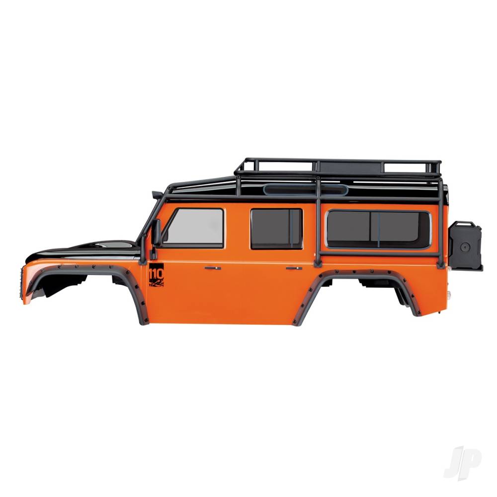 Traxxas Body, Land Rover Defender, adventure Orange (complete with ExoCage, inner fenders, fuel canisters, and jack)-4
