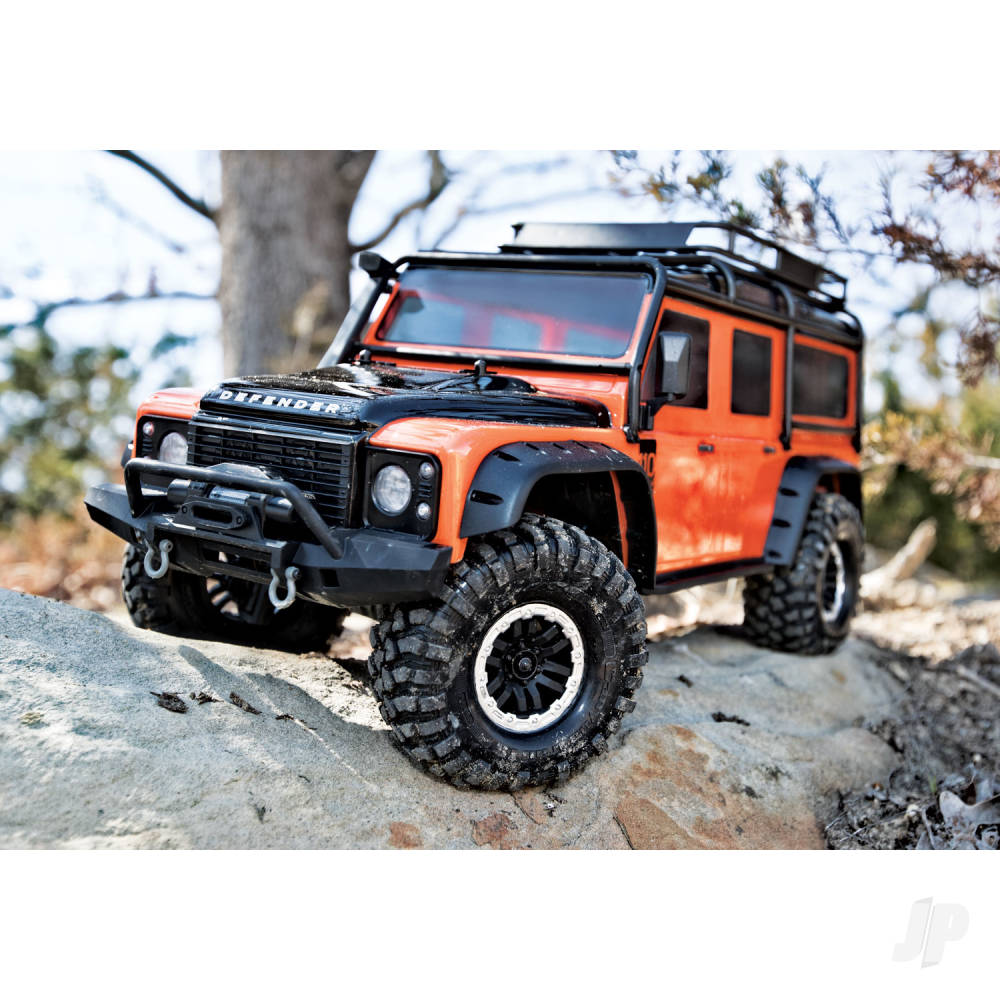 Traxxas Body, Land Rover Defender, adventure Orange (complete with ExoCage, inner fenders, fuel canisters, and jack)-5