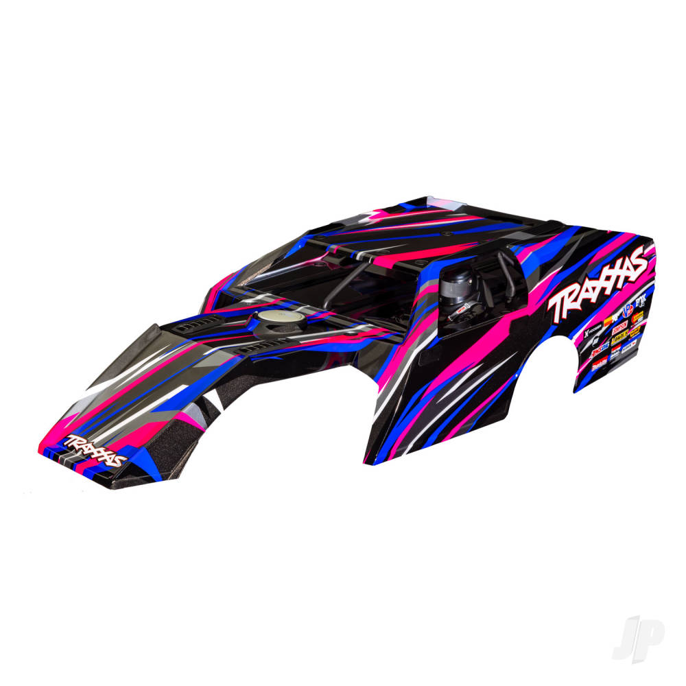 traxxas-body-slash-modified-pink-painted-decals-applied-assembled-with-front-rear-body-mounts-and-body-support-for-clipless-mounting