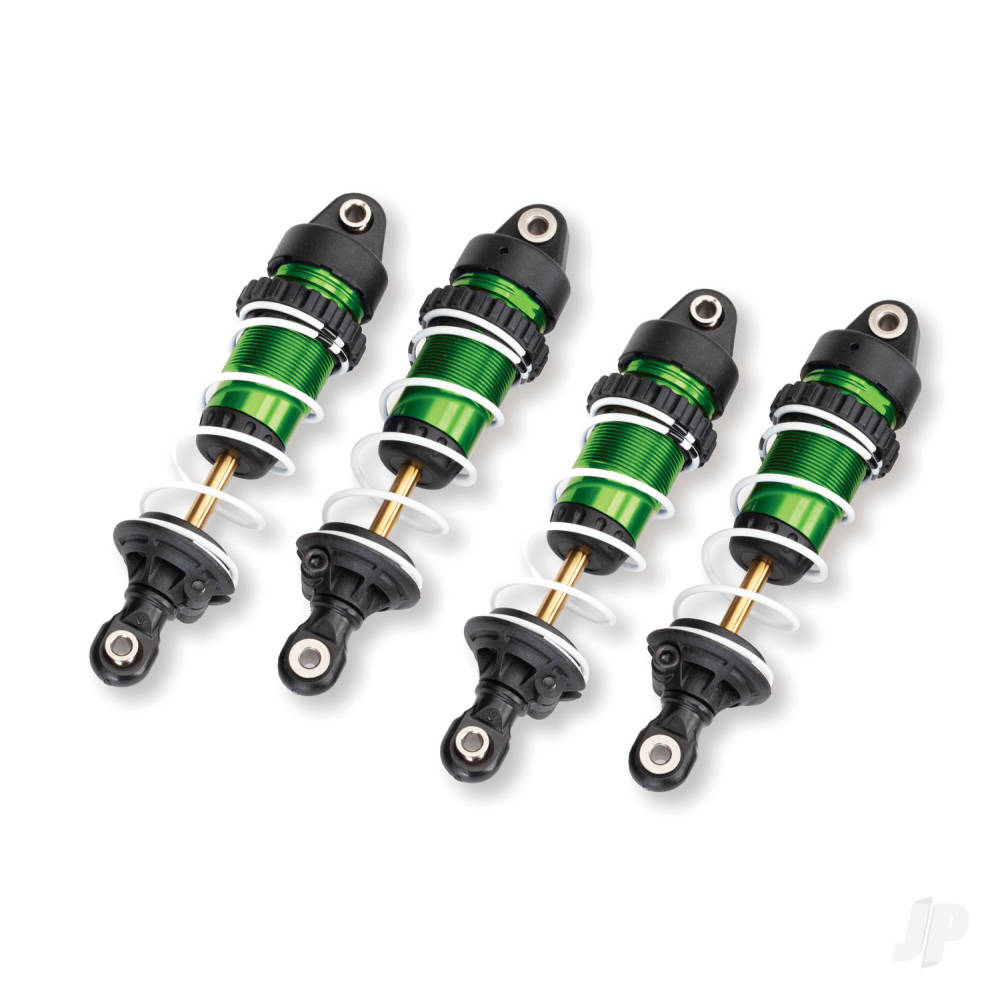traxxas-shocks-gtr-long-green-anodised-ptfe-coated-bodies-with-tin-shafts-assembled-with-springs-4-pcs