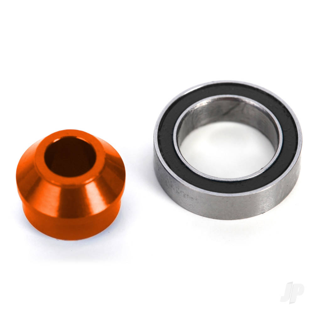 traxxas-bearing-adapter-6061-t6-aluminium-orange-anodised-1pc-10x15x4mm-ball-bearing-black-rubber-sealed-1pc-for-slipper-shaft