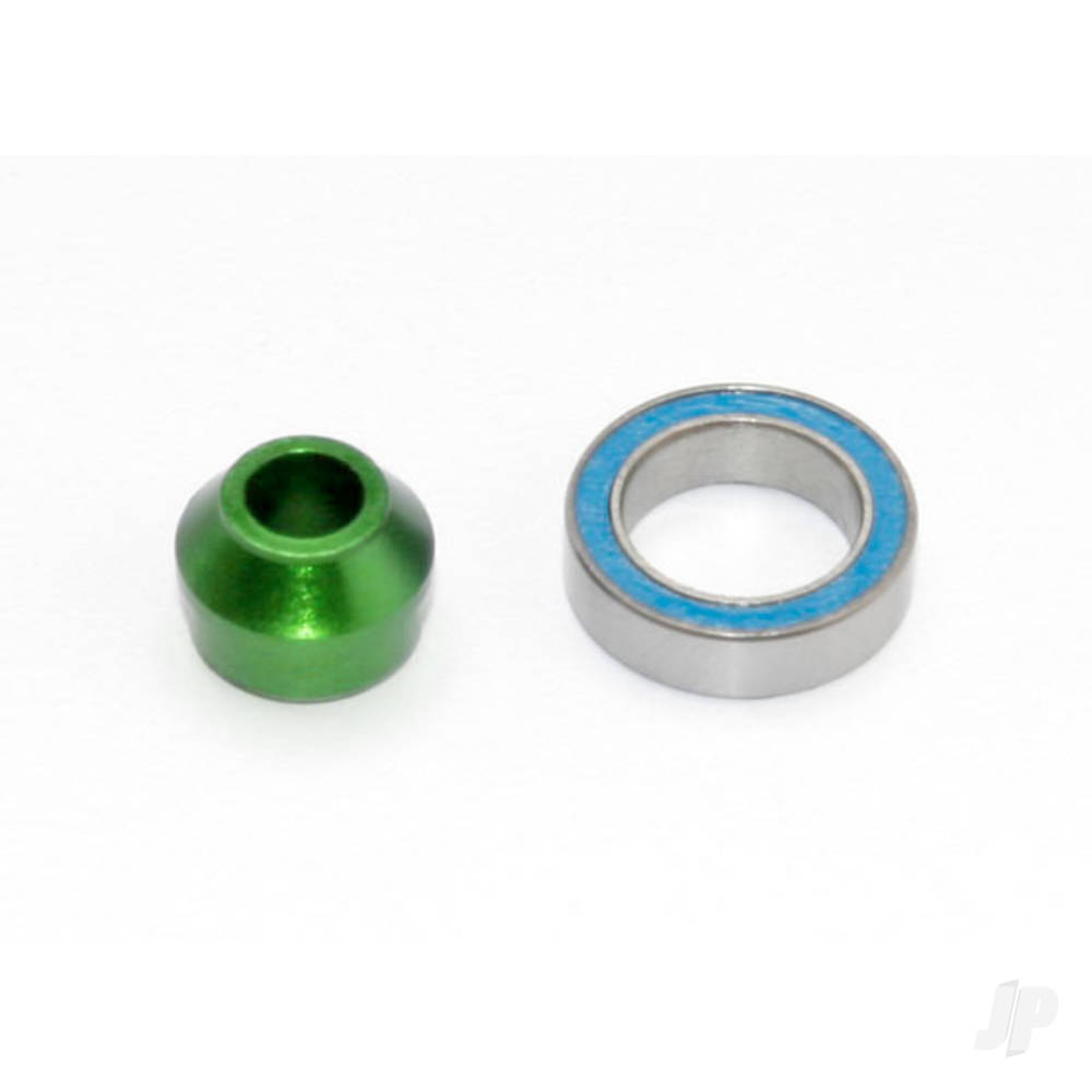 traxxas-bearing-adapter-6061-t6-aluminium-green-anodised-1pc-10x15x4mm-ball-bearing-black-rubber-sealed-1pc-for-slipper-shaft
