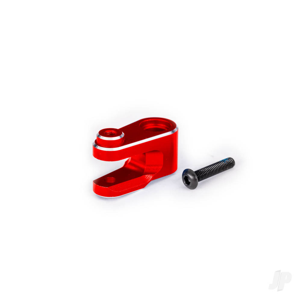 Traxxas Servo horn, steering, 6061-T6 aluminium (Red-anodised) / 3x15mm BCS (with threadlock) (1pc)