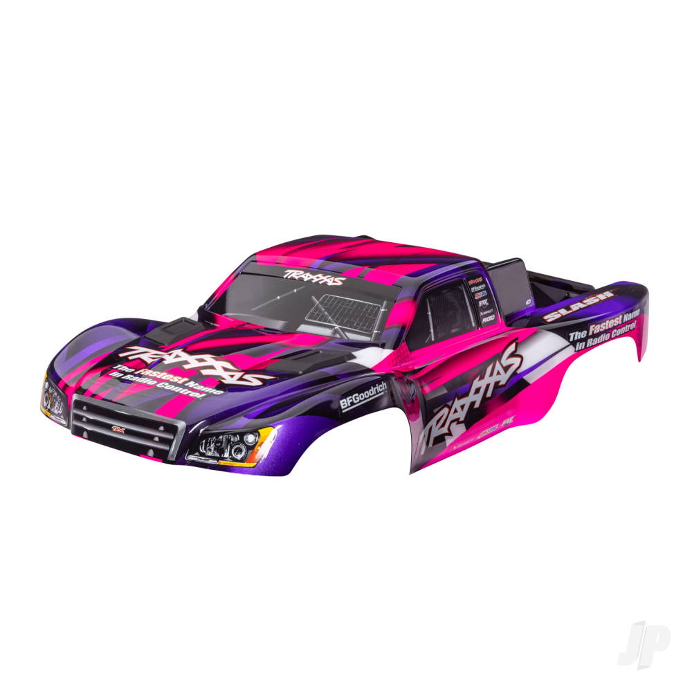 traxxas-body-slash-2wd-also-fits-slash-vxl-slash-4x4-pink-purple-painted-decals-applied-assembled-with-front-rear-latches-for-clipless-mounting