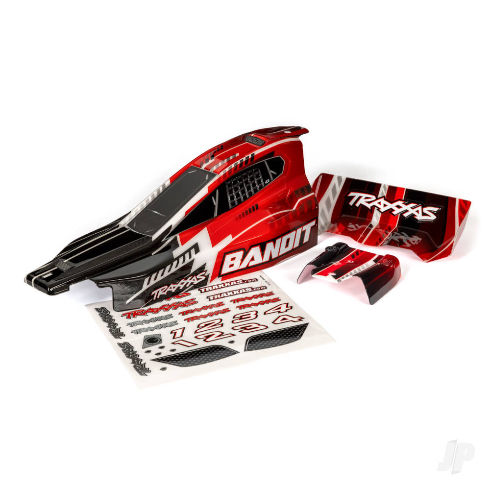 Traxxas Body, Bandit (also fits Bandit VXL), Black & Red / wing (painted, decals applied)