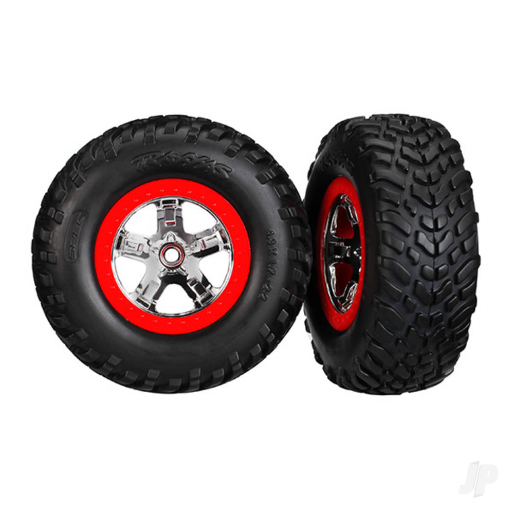 Traxxas Chrome Wheels/tyres SCT Complete (2 pcs)