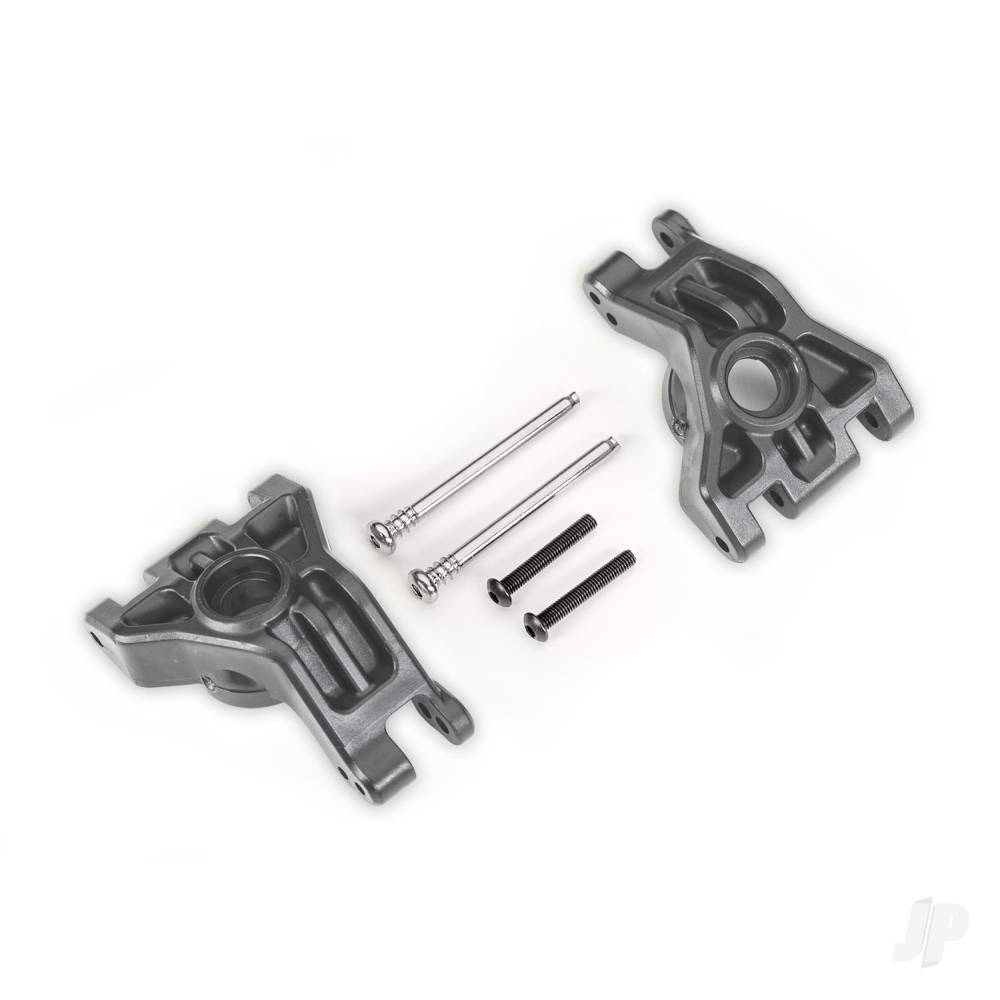 Traxxas Carriers, stub axle, rear, extreme heavy duty, Grey (left & right)/ 3x41mm hinge pins (2)/ 3x20mm BCS (2) (for use with #9080 upgrade kit)