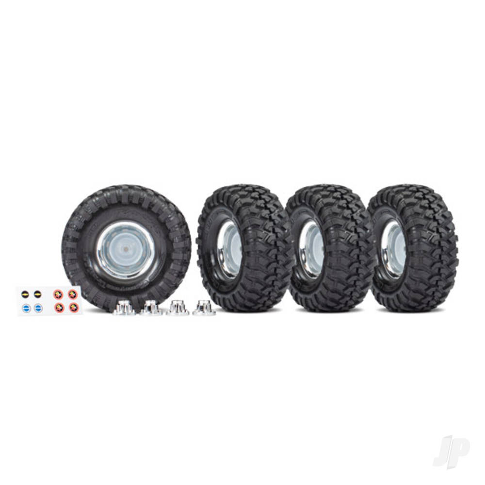 traxxas-tyres-wheels-assembled-glued-19-chrome-wheels-canyon-trail-46x19-tyres-4-pcs-centre-caps-4-pcs-decal-sheet-requires-8255a-extended-stub-axle