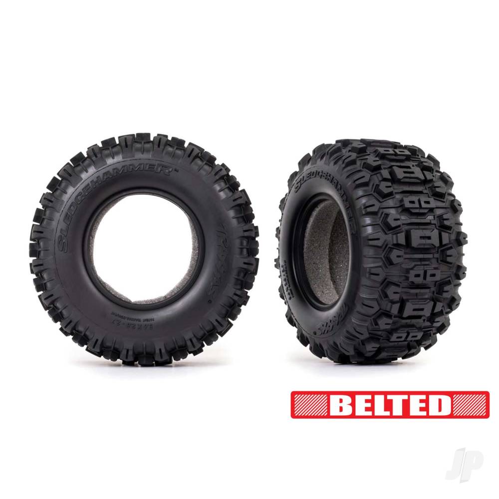 Traxxas Tyres, Sledgehammer All-Terrain 2.8in (belted, dual profile (2.9in outer, 3.8in inner)) (2) / foam inserts (2)
