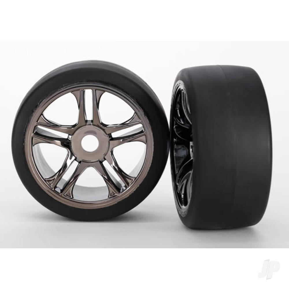 Traxxas Tyres & Wheels, Assembled Glued Slick Tyres (Rear) (2 pcs)