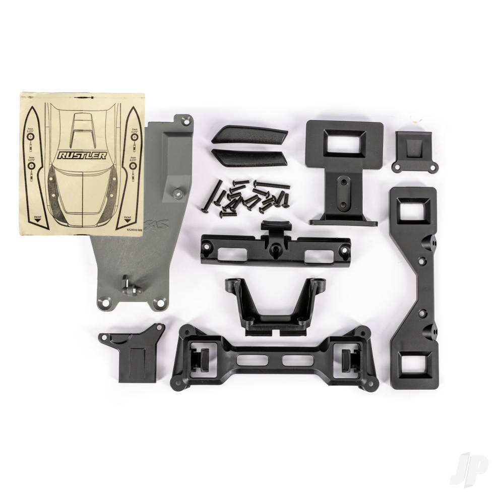 traxxas-body-conversion-kit-rustler-includes-front-rear-body-mounts-latches-hardware-for-clipless-mounting
