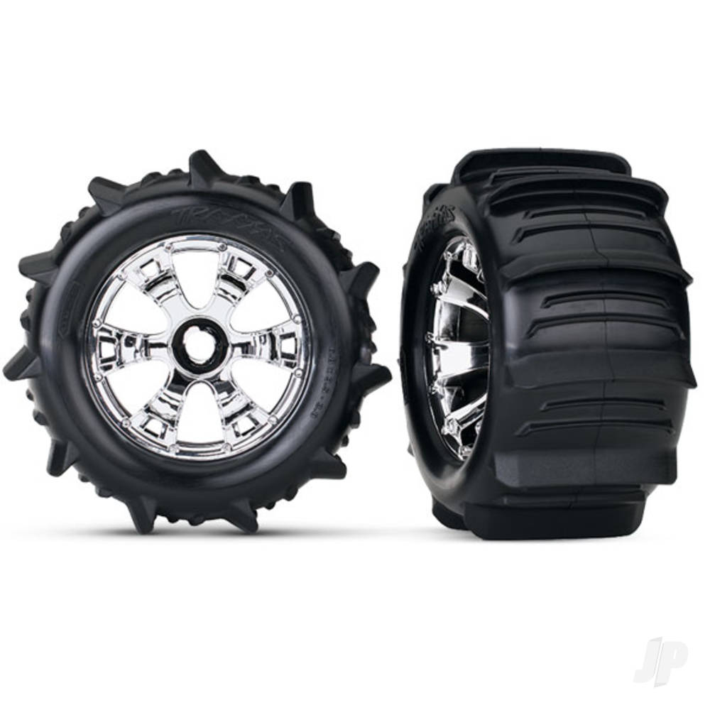 Traxxas Tyres & Wheels, Assembled Glued Paddle Tyres (2 pcs)