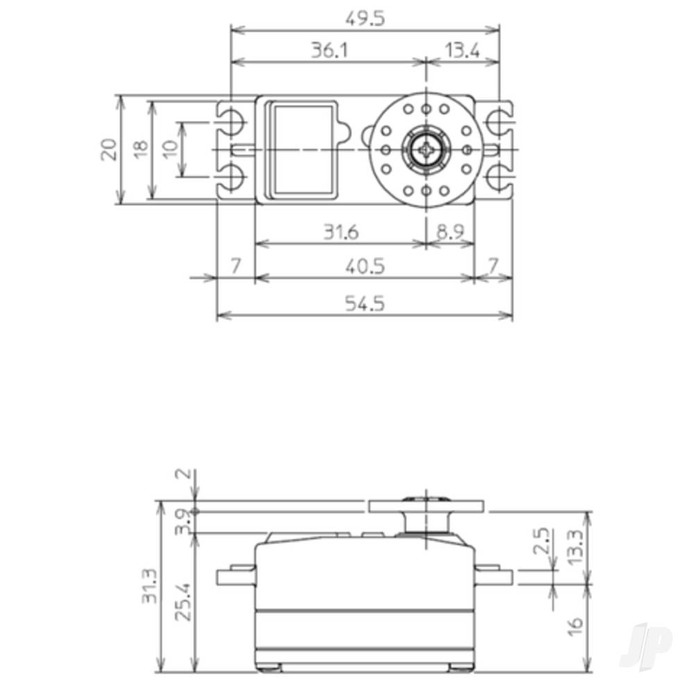 Futaba S-A400 Low Profile Digital Servo PWM/S.BUS2 8.0kg 0.08s 4.8V - 7.4V-4