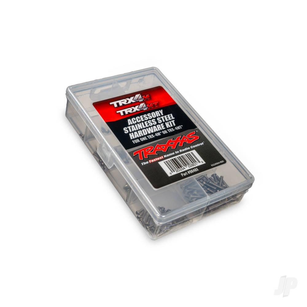 Traxxas Hardware kit, stainless steel, complete (contains all stainless steel hardware used on 1,18-scale TRX-4MT Monster Truck & TRX-4M High Trail Edition) (includes body hardware and clear plastic storage container)