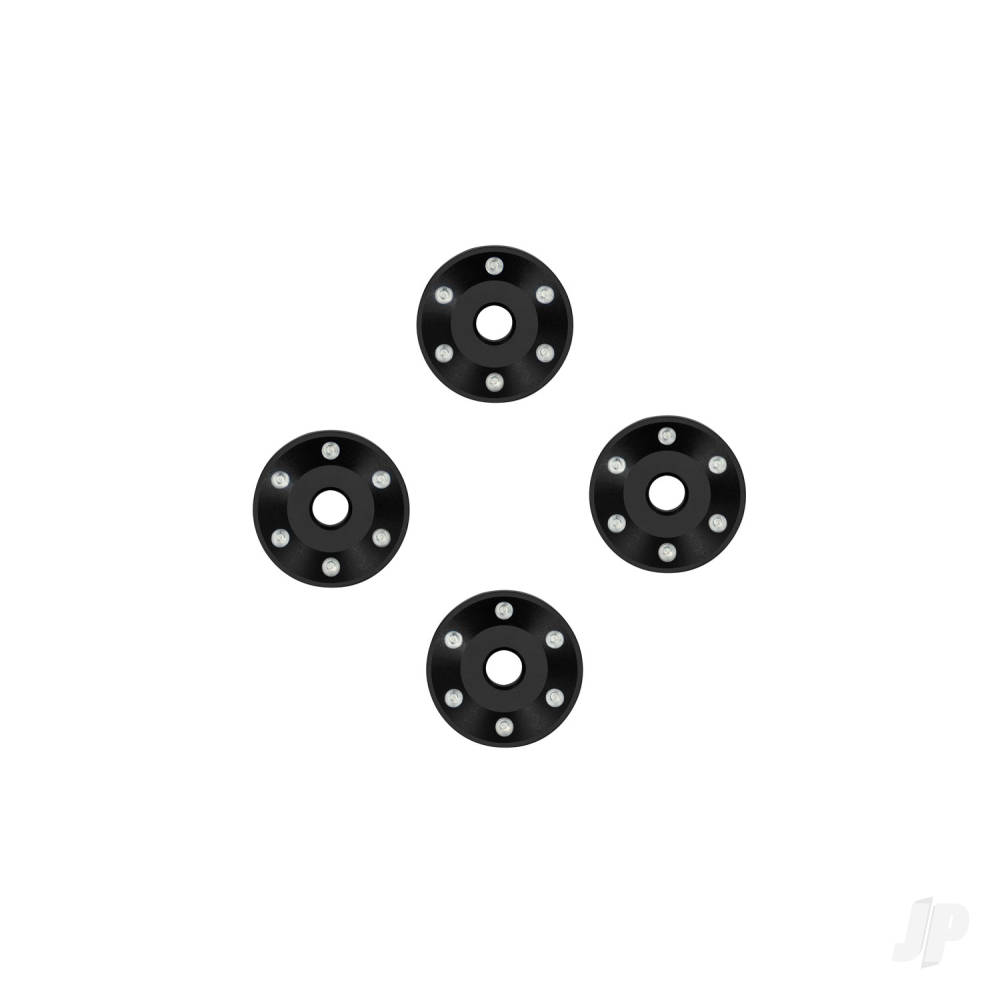 Traxxas Wheel washers, machined aluminium, black (4)