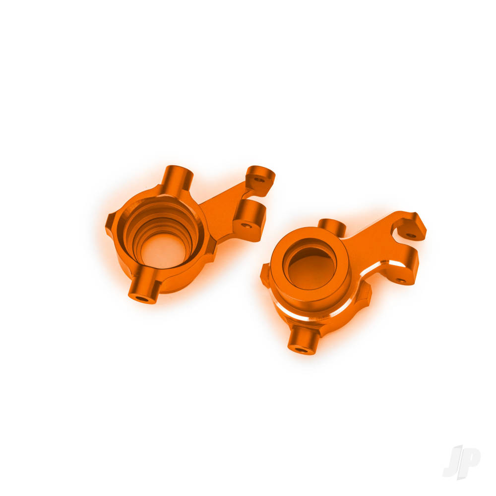 Traxxas Steering blocks, 6061-T6 aluminium (orange-anodised), left & right, 3x18mm BCS (with threadlock) (2)