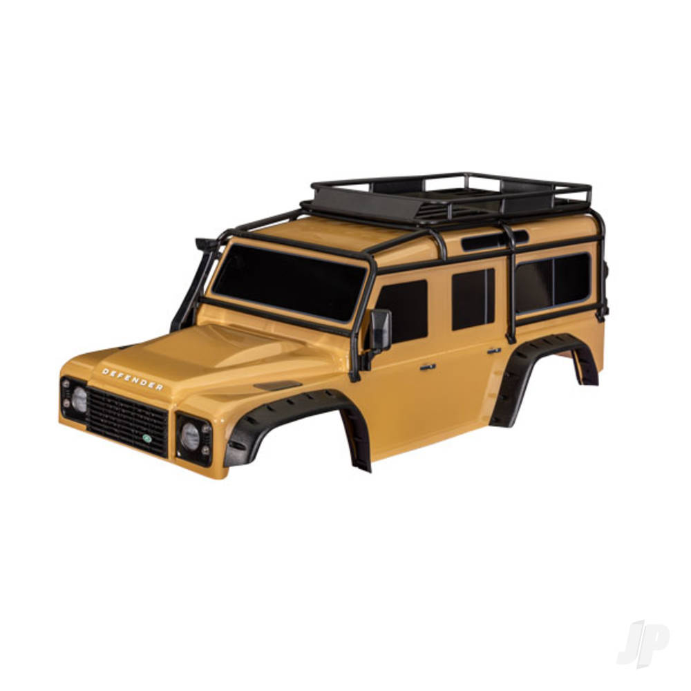 Traxxas Body, Land Rover Defender, Sand (complete with ExoCage, fuel canisters, jack, spare tyre mount & clipless mounting)