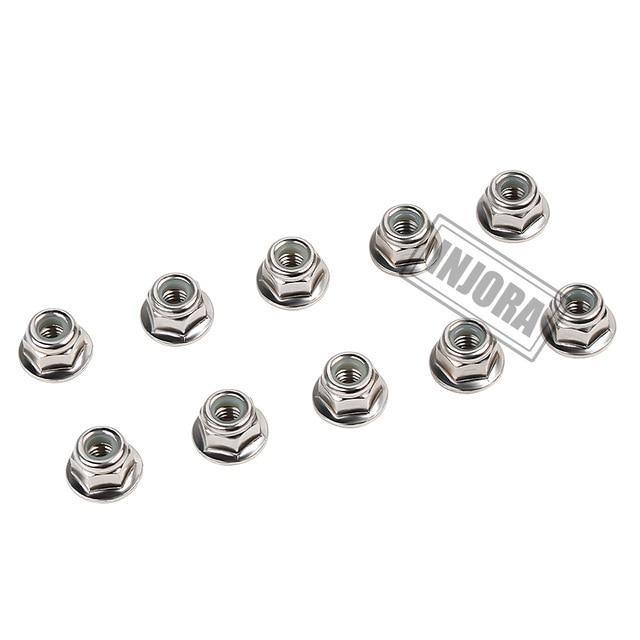 INJORA 10PCS M4 Metal Wheel Flange Nyloc Nuts For 1/10 RC Rock Crawler