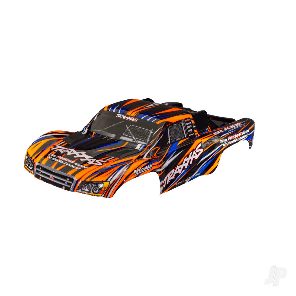 traxxas-body-slash-4x4-also-fits-slash-vxl-slash-2wd-orange-painted-decals-applied-assembled-with-front-rear-latches-for-clipless-mounting-2
