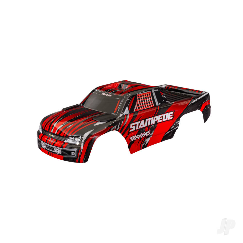traxxas-body-stampede-also-fits-stampede-vxl-red-painted-decals-applied-assembled-with-front-rear-body-mounts-for-clipless-mounting-2