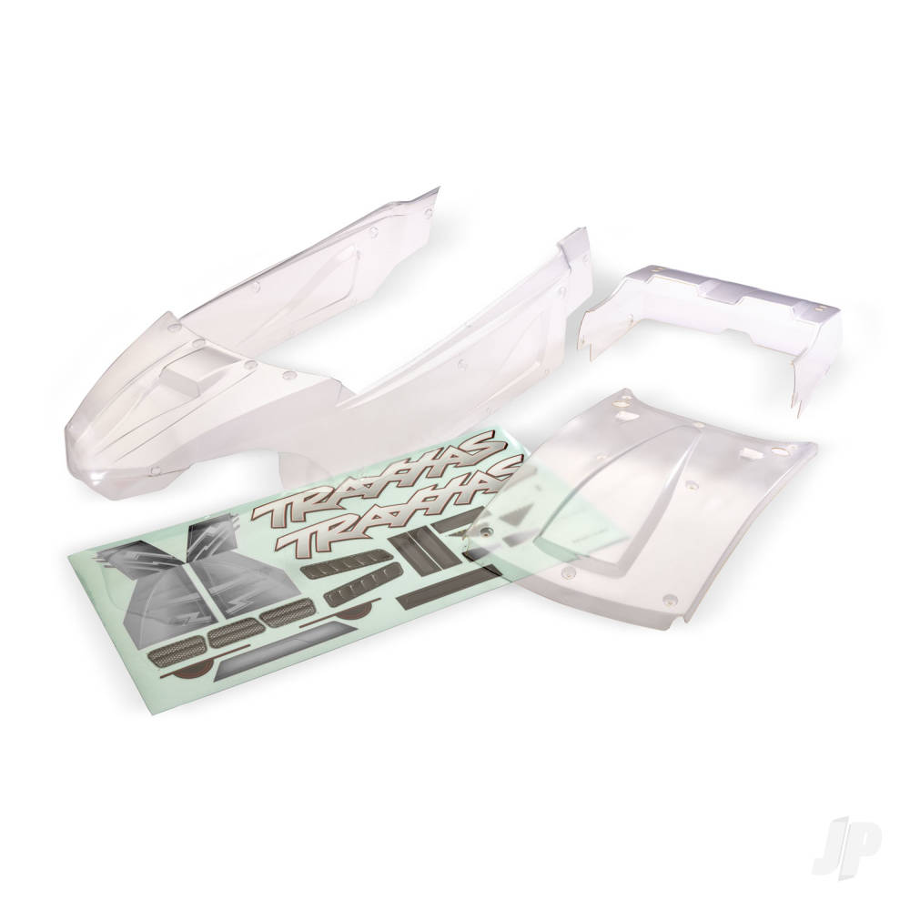 traxxas-body-funco-pro-scale-sand-car-clear-requires-painting-window-masks-decal-sheet-requires-10912-body-cage-10914-interior-for-complete-assembly