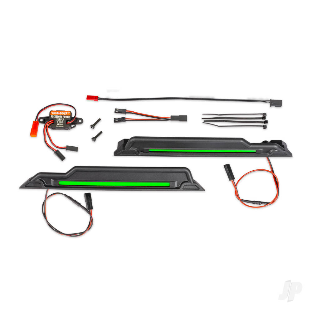 traxxas-led-light-kit-green-complete-underbody-includes-3-volt-accessory-power-supply-power-harnesses-mounting-hardware