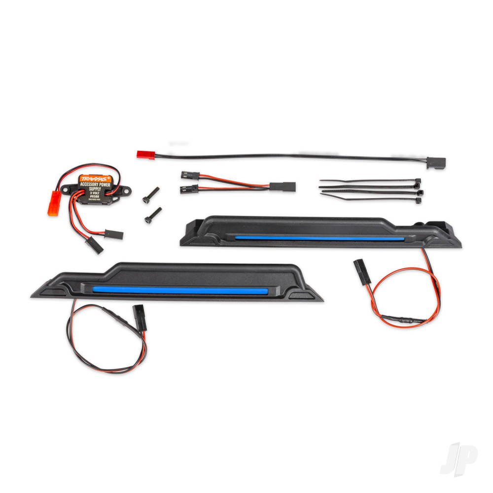 traxxas-led-light-kit-blue-complete-underbody-includes-3-volt-accessory-power-supply-power-harnesses-mounting-hardware
