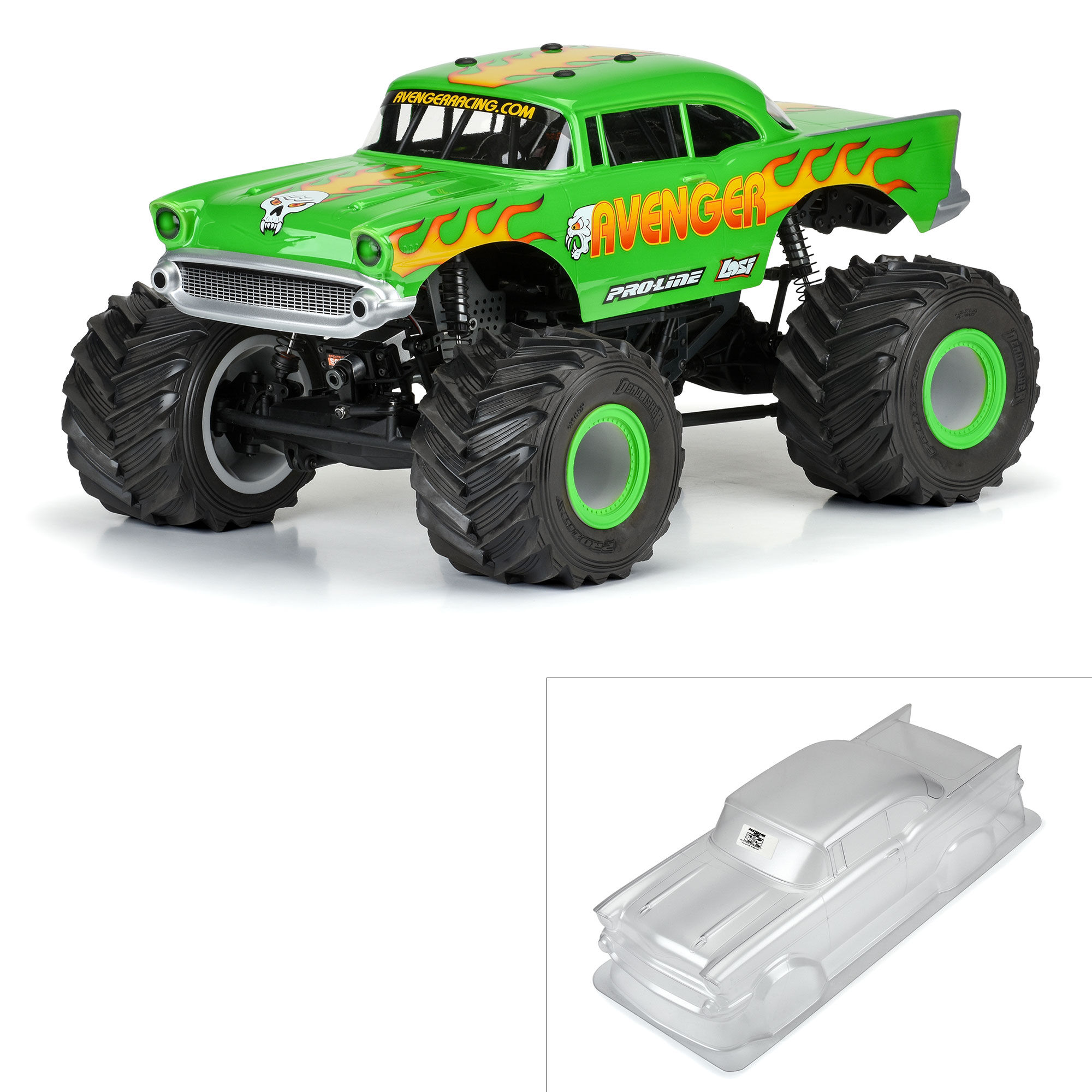 1/8 1957 Chevy Bel Air Avenger Clear Body: LMT,Crawler & MT