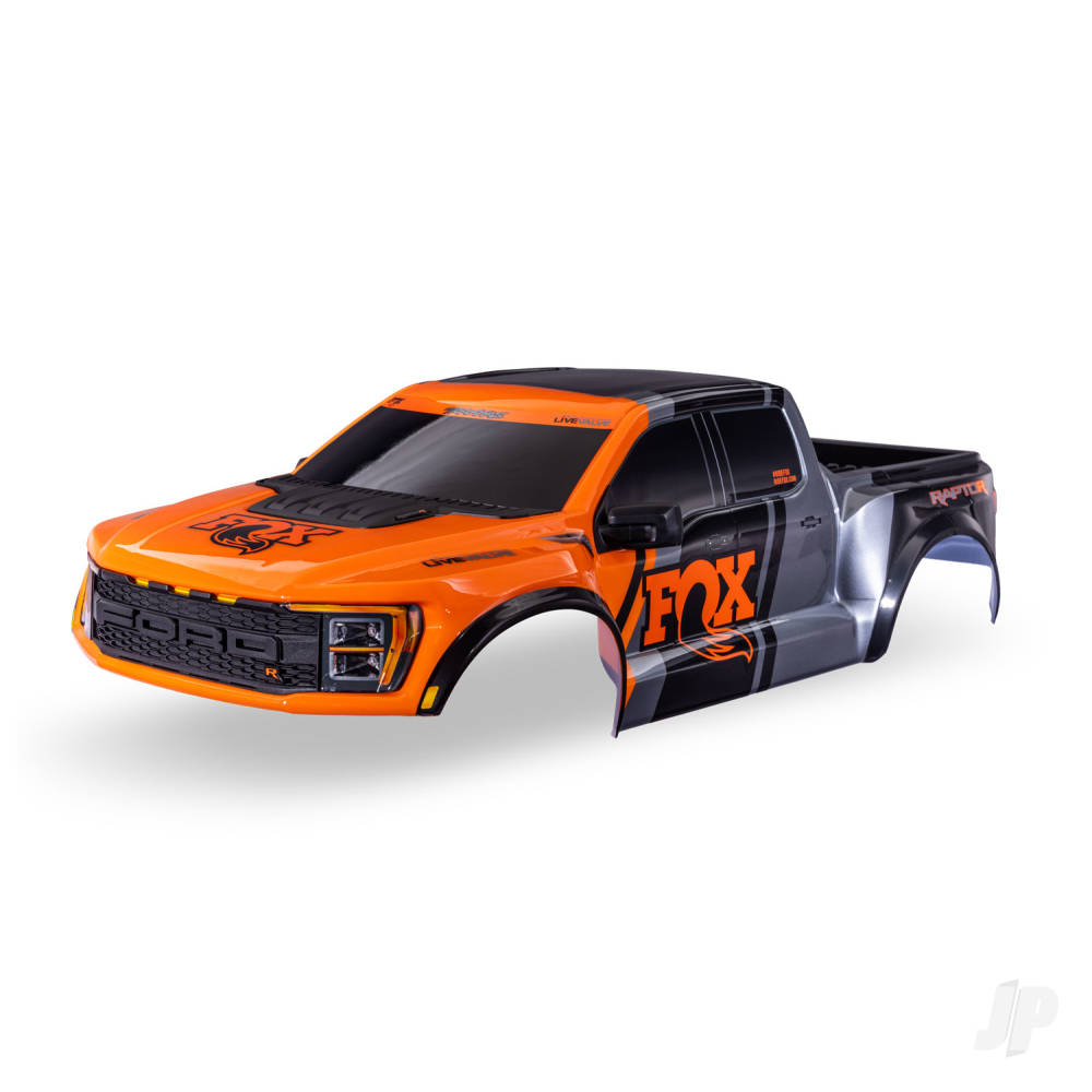 traxxas-body-ford-raptor-r-complete-fox-edition-includes-grille-tailgate-trim-side-mirrors-decals-clipless-mounting-requires-10124-10125-body-mounts