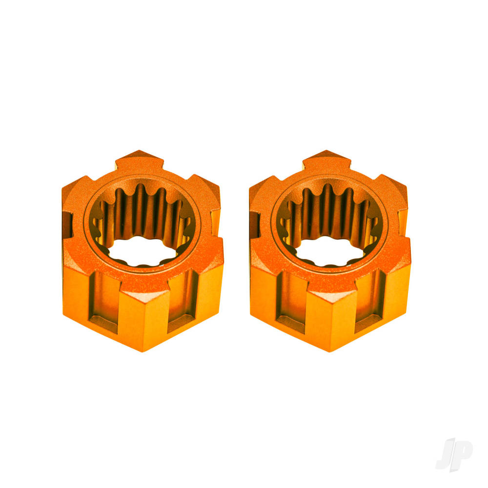 Traxxas Wheel hubs, hex, front (6061-T6 aluminium, orange-anodised) (2)