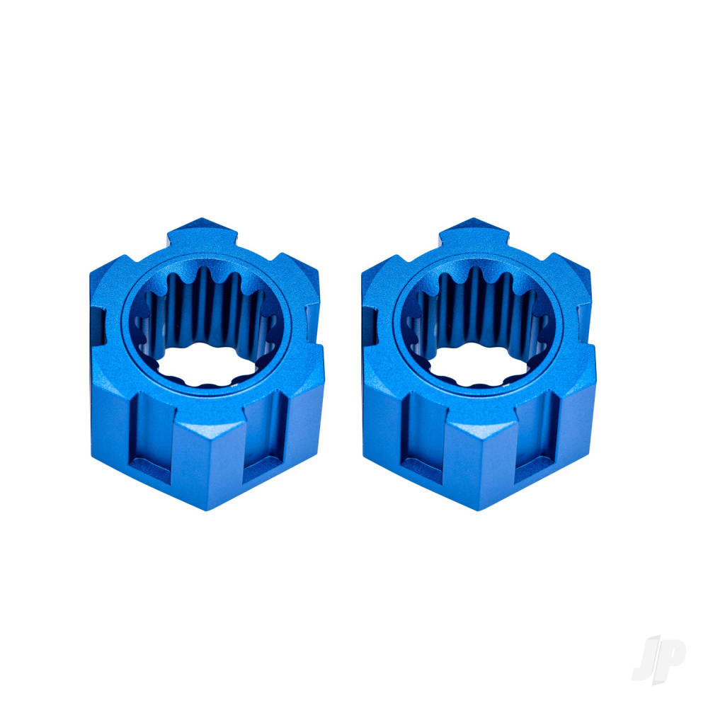 Traxxas Wheel hubs, hex, front (6061-T6 aluminium, blue-anodised) (2)