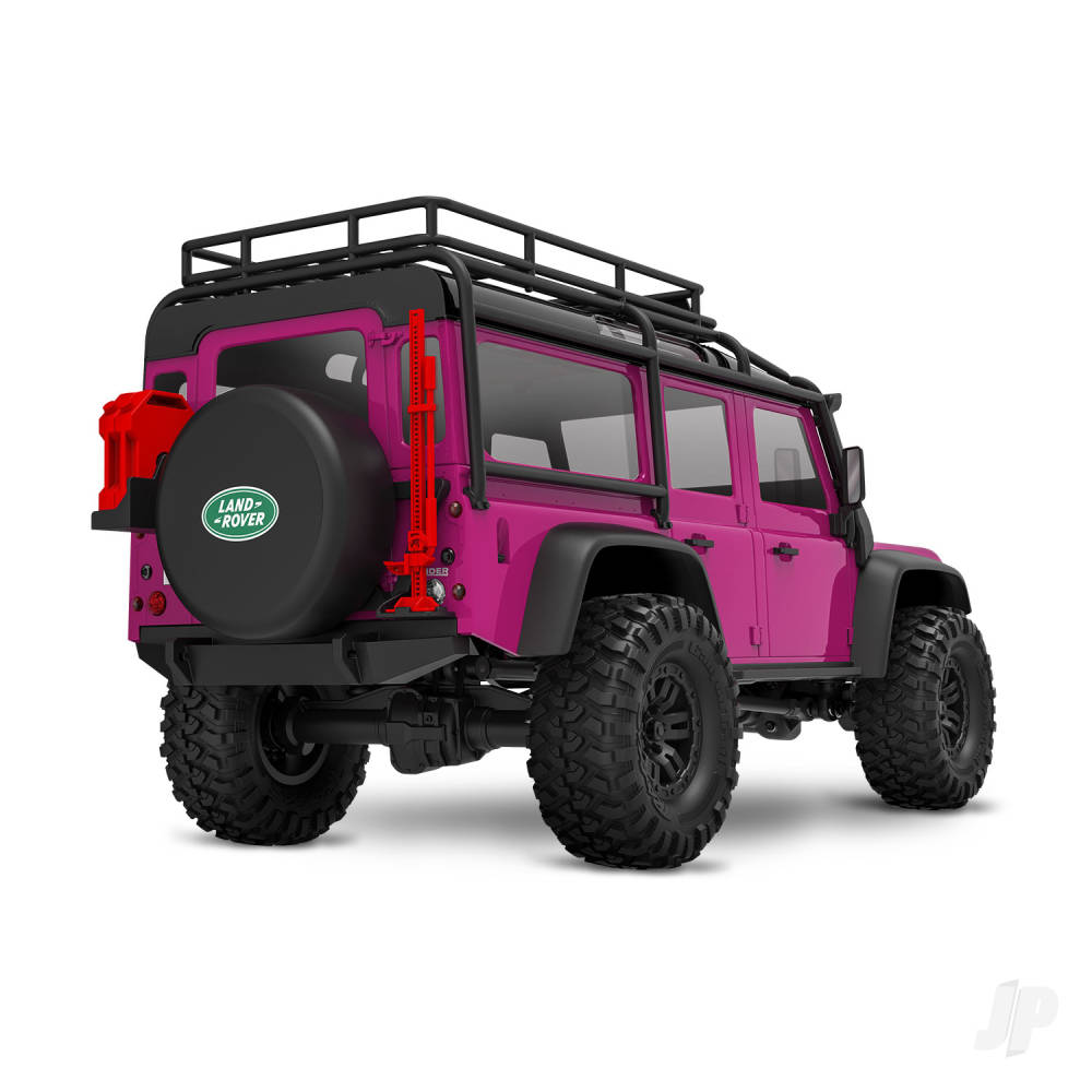 traxxas-trx-4m-land-rover-defender-118-4wd-electric-trail-crawler-pink-tq-ecm-25-titan-87t-750mah-lipo-usb-charger-clipless-body