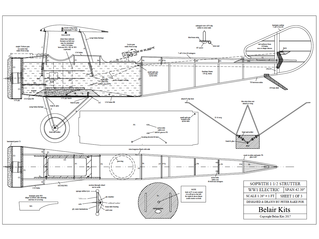 Sopwith 1/2 Strutter - 42" electric scale kit-5