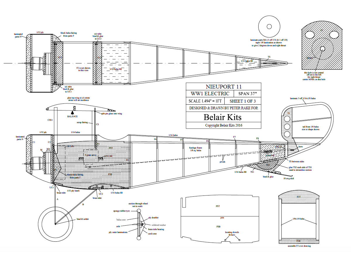 Nieuport 11 37"electric scale kit-2