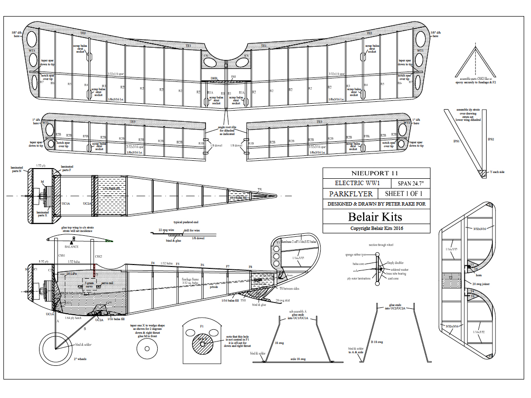 Nieuport 11 "Bebe' 25" electric scale kit-3