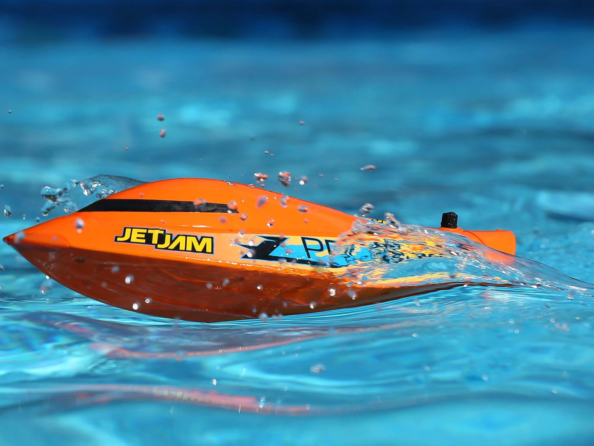 Jet Jam V2 12" Self-Righting Pool Racer Brushed RTR, Orange-8