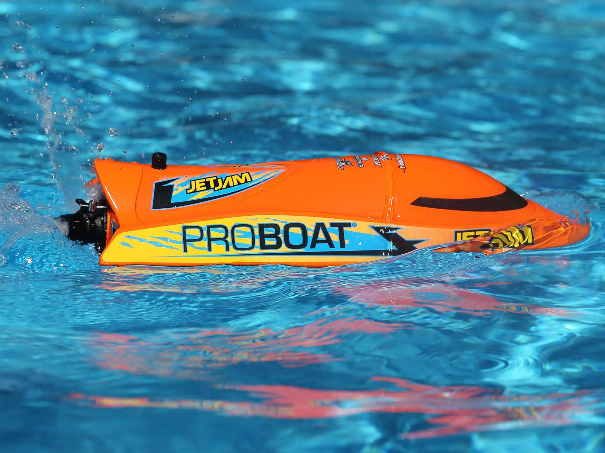 Jet Jam V2 12" Self-Righting Pool Racer Brushed RTR, Orange-9