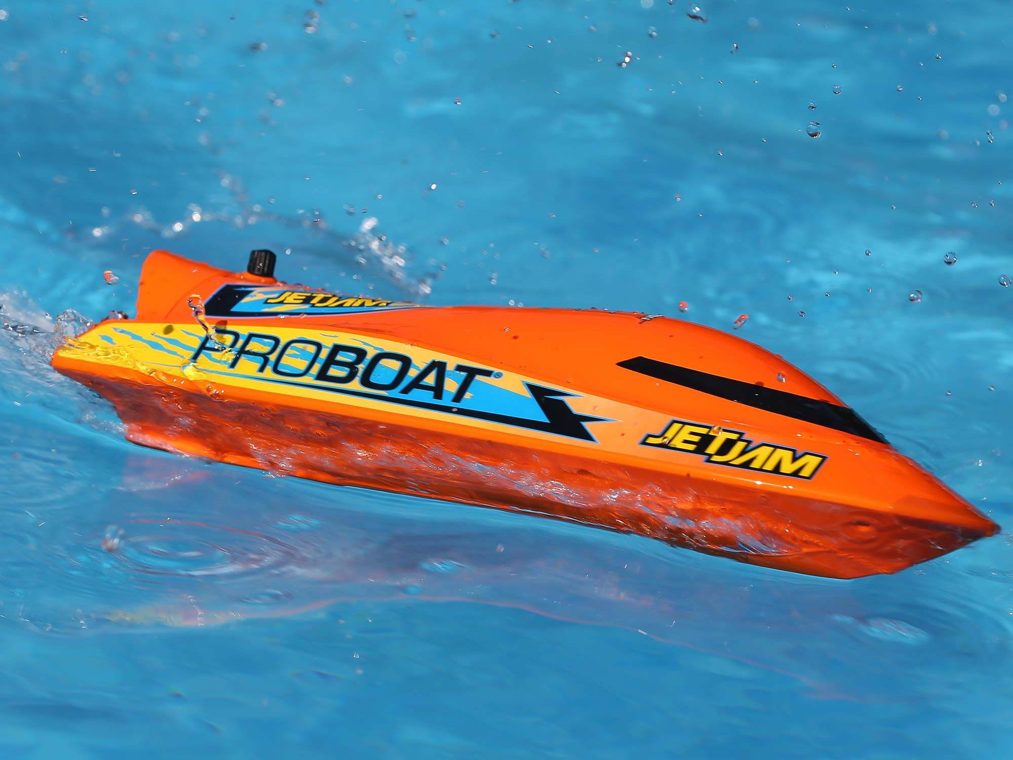 Jet Jam V2 12" Self-Righting Pool Racer Brushed RTR, Orange-10