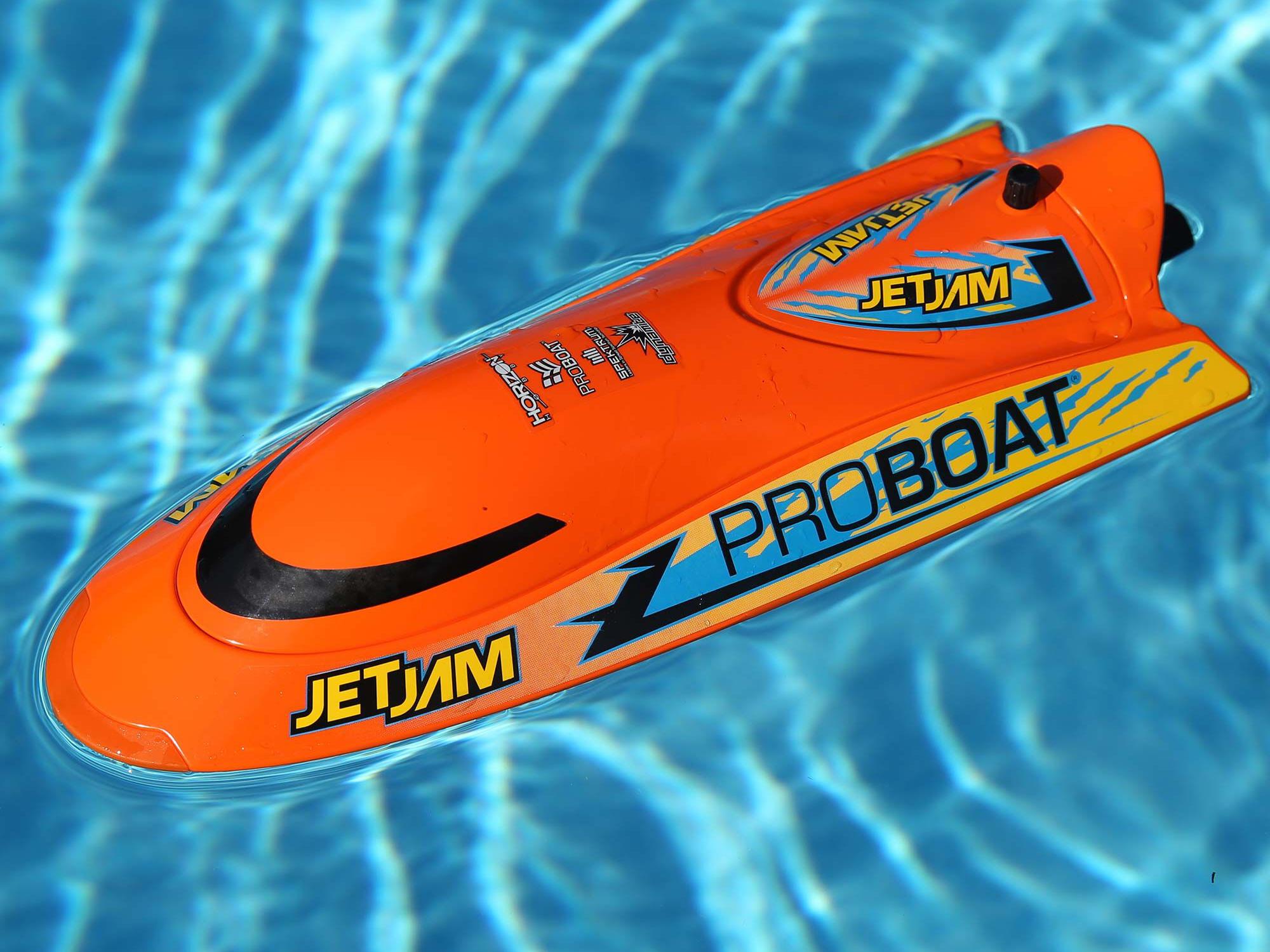 Jet Jam V2 12" Self-Righting Pool Racer Brushed RTR, Orange-12