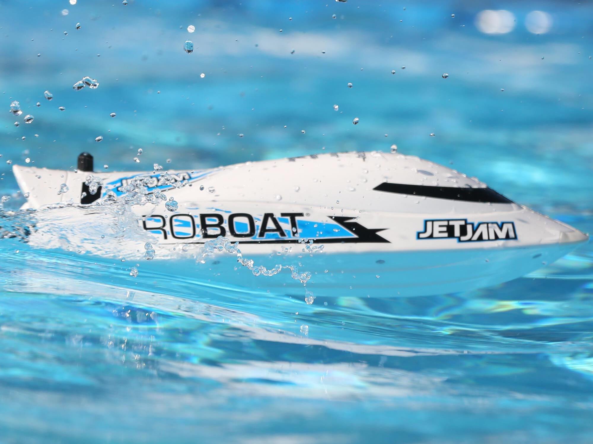 Jet Jam V2 12" Self-Righting Pool Racer Brushed RTR, White-9