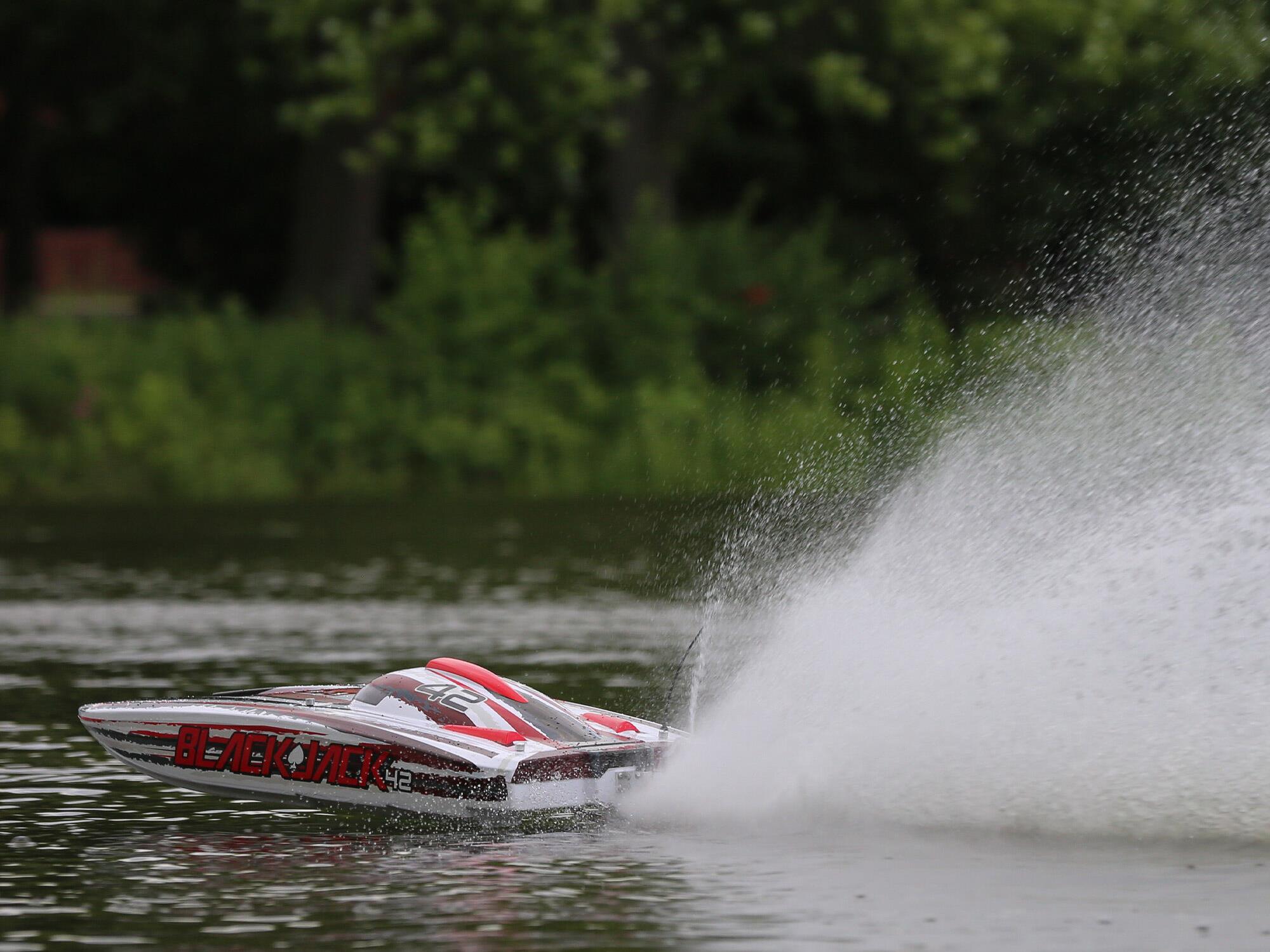 Blackjack 42" 8S Brushless Catamaran RTR: White/Red-18